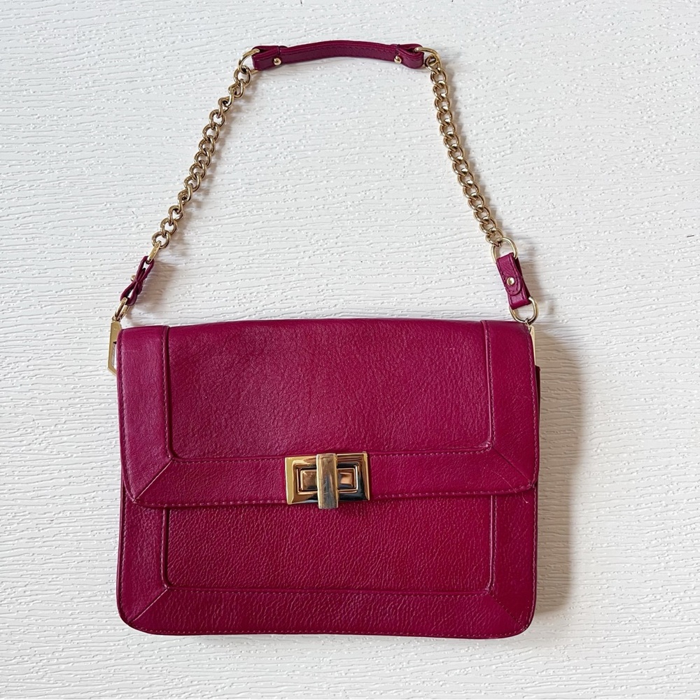 Rebecca Minkoff Dark Red Leather Convertible Clutch Handbag